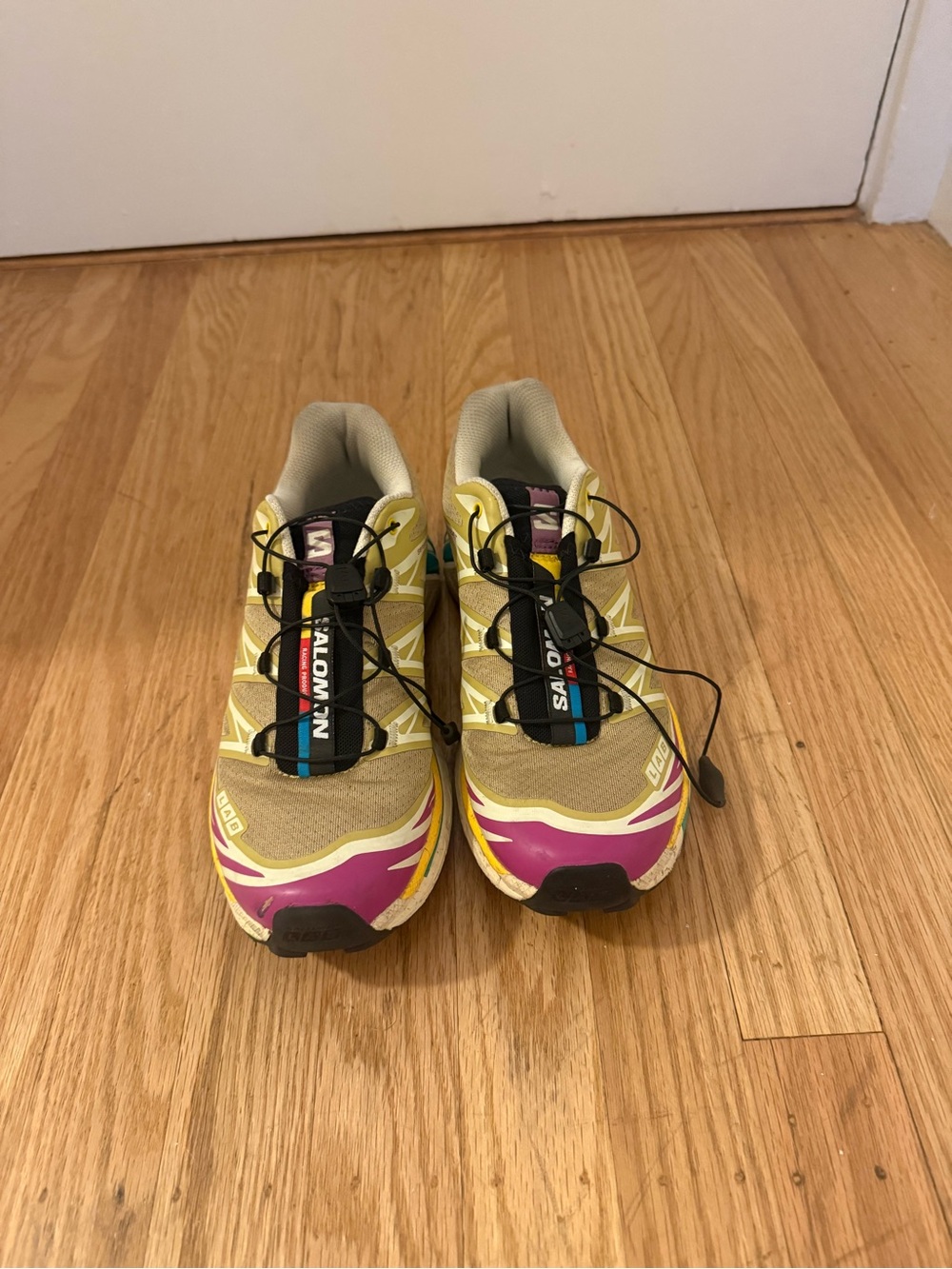 Salomon Women's Trail Running Shoe - Beige, Purple, Yellow, Teal - Picture 3 of 4